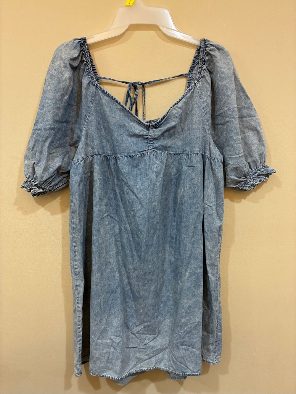 Blue Denim Puff-Sleeve Women's Dress